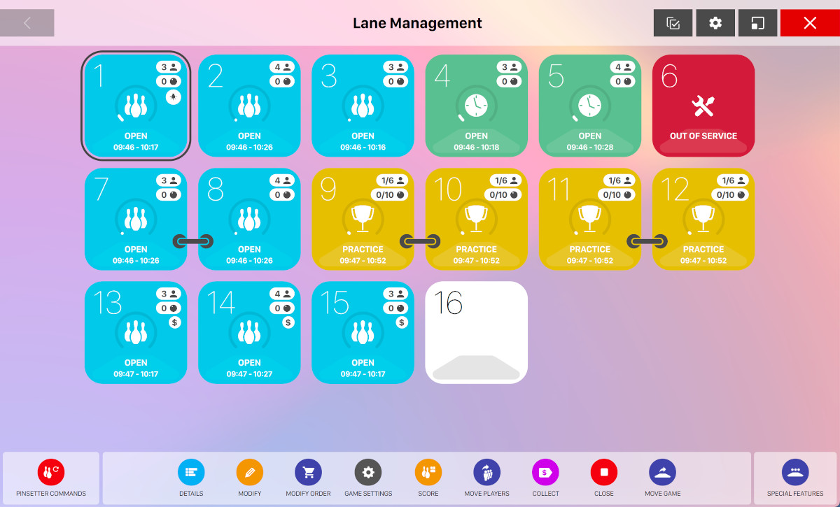 Vista de gestión de pistas Genie v5