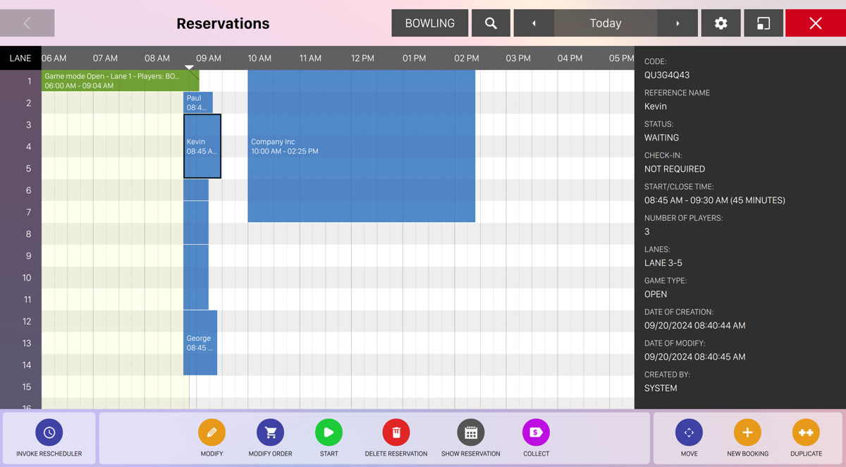 Módulo de reservas Genie v5